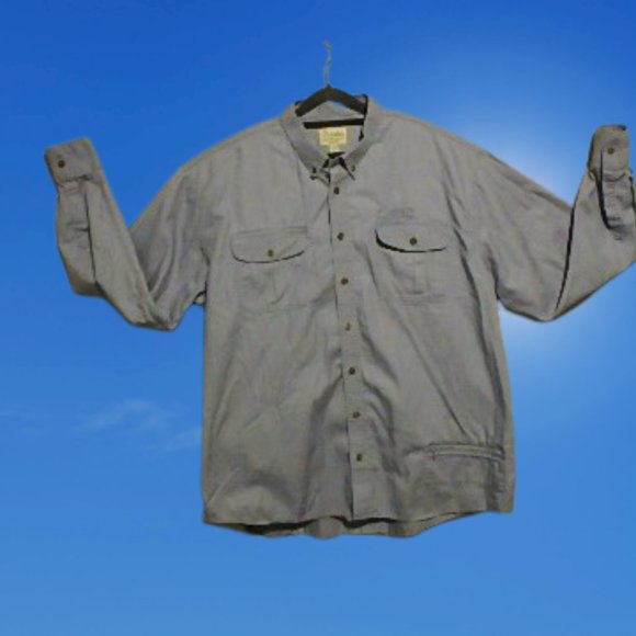 Cabela's Shirt XL Men's Gray Long Sleeve Button Up Utility Multiple Zippers - Picture 1 of 6